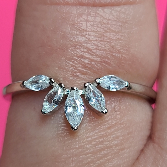 925 Sterling Silver Crown Ring Enhancer Marquise - Picture 6 of 16